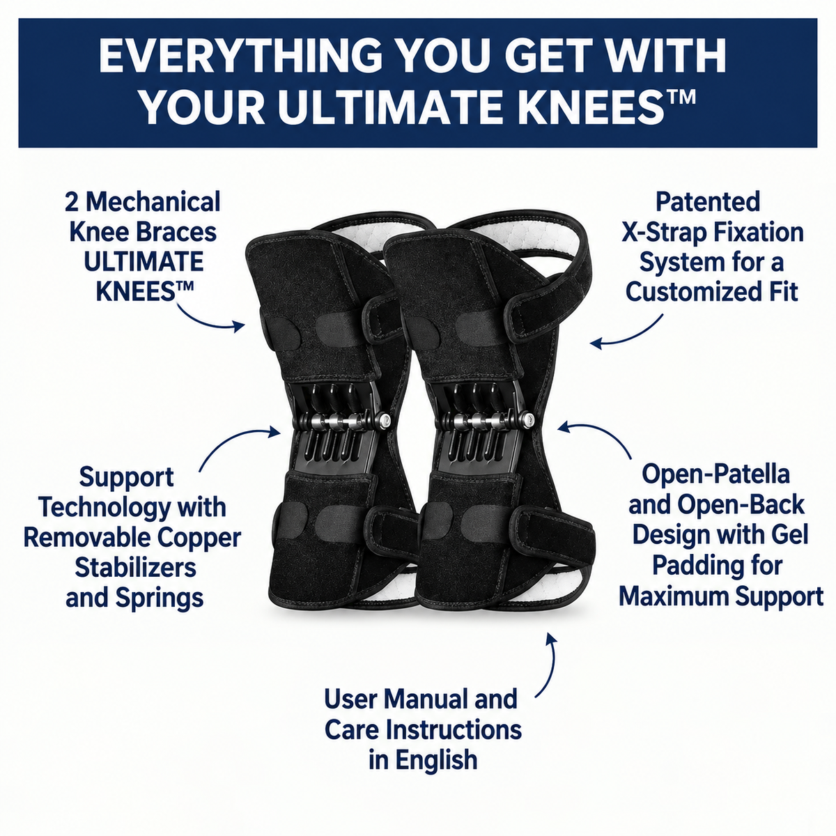 NATRAVOR™ Ultimate Knees – Climb stairs and walk with knee support from the very first step, or your money back (30-day trial) *One size fits all and washable