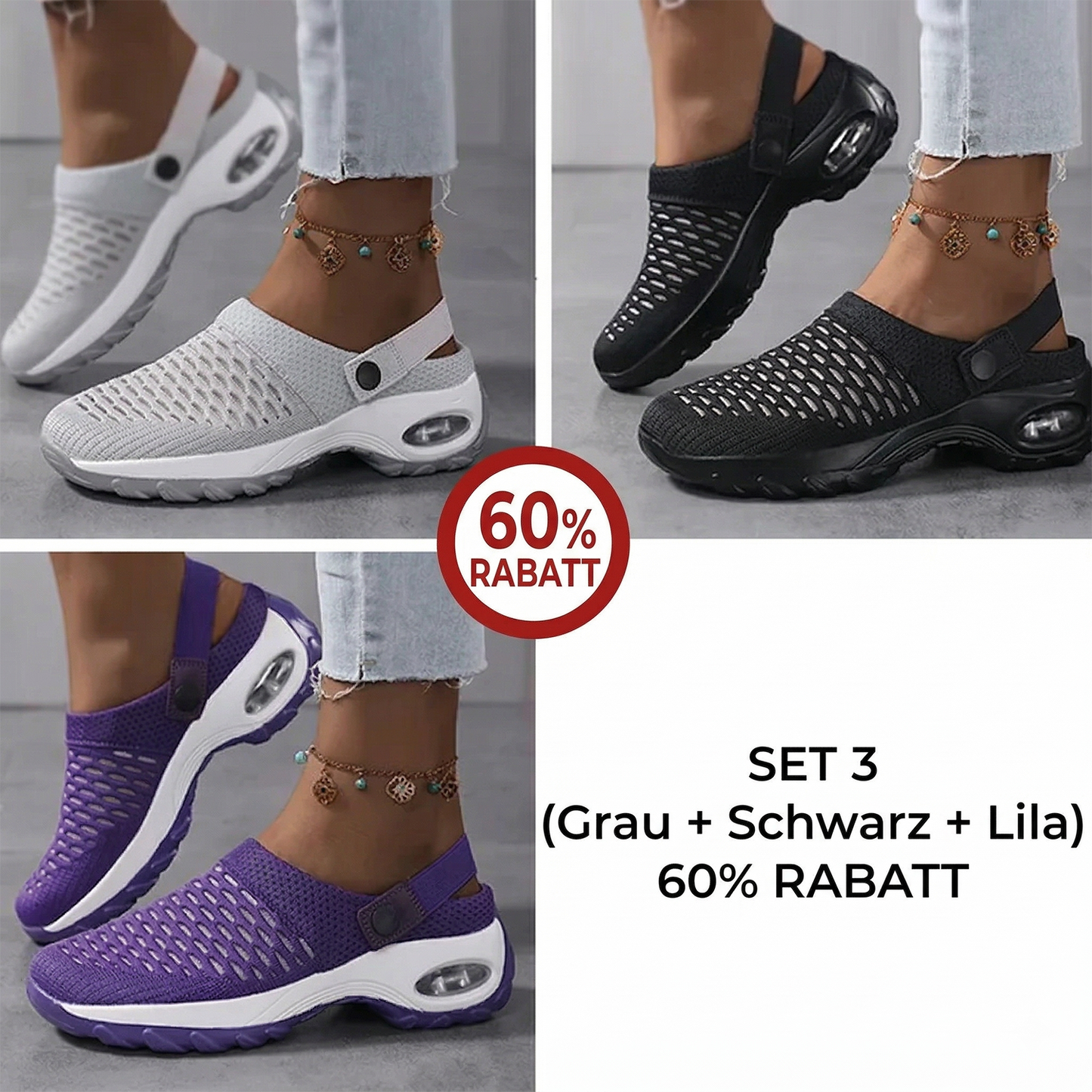 ⭐ LETZTER TAG: 50% RABATT ⭐ > Orthopädische Clogs mit Luftkissen-Stütze zur Entlastung von Rücken und Knien