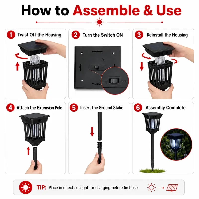 🏠Summer Essentials🦟Solar-Powered UV Mosquito Killer Lamp(BUY 6 FREE SHIPPING)